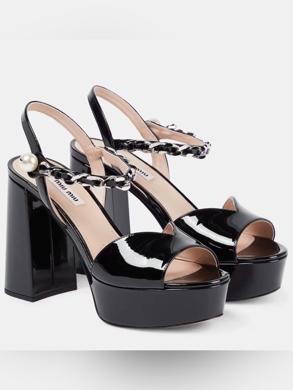 NEW Miu Miu Embellished Leather Platform Sandals For Women's Size 6 US